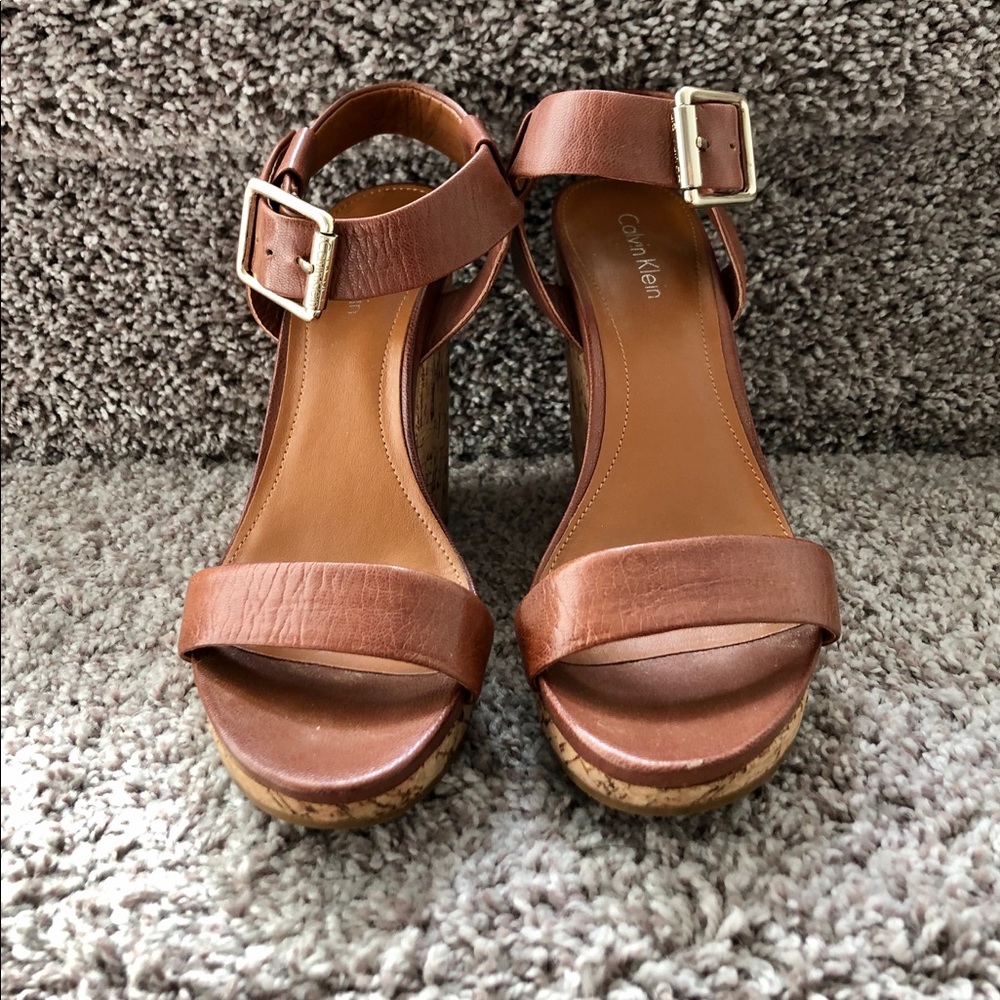 Tan cork wedge Calvin Klein size 6